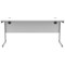 Astin 1600mm Slim Rectangular Desk, Silver Cantilever Legs, White