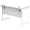 Astin 1200mm Slim Rectangular Desk, White Cantilever Legs, White