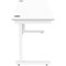 Astin 1600mm Slim Rectangular Desk, White Cantilever Legs, White