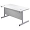 First 1600mm Rectangular Desk, Silver Cantilever Legs, White, With 3 Drawer Mobile Pedestal