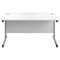 First 1600mm Rectangular Desk, Silver Cantilever Legs, White, With 3 Drawer Mobile Pedestal