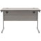 Astin 1200mm Slim Rectangular Desk, Silver Cantilever Legs, Grey Oak