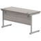Astin 1400mm Slim Rectangular Desk, Silver Cantilever Legs, Grey Oak