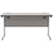 Astin 1400mm Slim Rectangular Desk, Silver Cantilever Legs, Grey Oak
