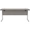 Astin 1600mm Slim Rectangular Desk, Silver Cantilever Legs, Grey Oak