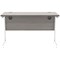 Astin 1200mm Slim Rectangular Desk, White Cantilever Legs, Grey Oak