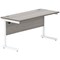 Astin 1400mm Slim Rectangular Desk, White Cantilever Legs, Grey Oak