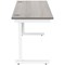 Astin 1400mm Slim Rectangular Desk, White Cantilever Legs, Grey Oak