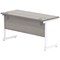Astin 1400mm Slim Rectangular Desk, White Cantilever Legs, Grey Oak