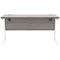 Astin 1400mm Slim Rectangular Desk, White Cantilever Legs, Grey Oak