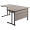 Jemini 1800mm Corner Desk, Right Hand, Black Double Upright Cantilever Legs, Grey Oak