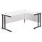 Jemini 1800mm Corner Desk, Right Hand, Black Double Upright Cantilever Legs, White