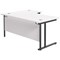 Jemini 1800mm Corner Desk, Right Hand, Black Double Upright Cantilever Legs, White