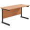 Jemini 1200mm Slim Rectangular Desk, Black Single Upright Cantilever Legs, Beech