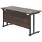 Jemini 1400mm Slim Rectangular Desk, Black Double Upright Cantilever Legs, Walnut