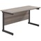 Jemini 1200mm Slim Rectangular Desk, Black Single Upright Cantilever Legs, Grey Oak