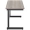 Jemini 1200mm Slim Rectangular Desk, Black Single Upright Cantilever Legs, Grey Oak