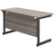 Jemini 1200mm Slim Rectangular Desk, Black Single Upright Cantilever Legs, Grey Oak