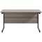 Jemini 1200mm Slim Rectangular Desk, Black Single Upright Cantilever Legs, Grey Oak