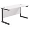 Jemini 1200mm Slim Rectangular Desk, Black Single Upright Cantilever Legs, White