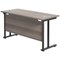 Jemini 1400mm Slim Rectangular Desk, Black Double Upright Cantilever Legs, Grey Oak