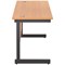 Jemini 1400mm Slim Rectangular Desk, Black Single Upright Cantilever Legs, Beech