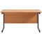 Jemini 1400mm Slim Rectangular Desk, Black Single Upright Cantilever Legs, Beech
