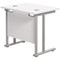 Jemini 800mm Slim Rectangular Desk, Silver Cantilever Legs, White