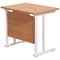 Jemini 800mm Slim Rectangular Desk, White Cantilever Leg, Beech