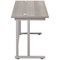 Jemini 1200mm Slim Rectangular Desk, Silver Double Cantilever Leg, Grey Oak