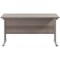 Jemini 1400mm Slim Rectangular Desk, Silver Double Cantilever Leg, Grey Oak