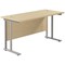 Jemini 1400mm Slim Rectangular Desk, Silver Double Cantilever Leg, Maple Jemini 1400mm Slim Rectangular Desk, Silver Double Cantilever Leg, Maple