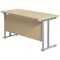 Jemini 1400mm Slim Rectangular Desk, Silver Double Cantilever Leg, Maple Jemini 1400mm Slim Rectangular Desk, Silver Double Cantilever Leg, Maple