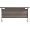 Jemini 1400mm Slim Rectangular Desk, White Cantilever Leg, Grey Oak