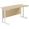 Jemini 1400mm Slim Rectangular Desk, White Cantilever Leg, Maple Jemini 1400mm Slim Rectangular Desk, White Cantilever Leg, Maple