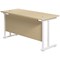 Jemini 1400mm Slim Rectangular Desk, White Cantilever Leg, Maple Jemini 1400mm Slim Rectangular Desk, White Cantilever Leg, Maple