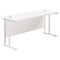 Jemini 1600mm Slim Rectangular Desk, White Cantilever Leg, White