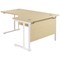 Jemini 1600mm Corner Desk, Right Hand, White Double Cantilever Legs, Maple