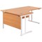 Jemini 1800mm Corner Desk, Left Hand, White Double Cantilever Legs, Beech