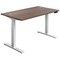 Jemini Sit-Stand Desk, White Leg, 1600mm, Walnut Top
