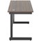 Jemini 1400mm Slim Rectangular Desk, Black Single Upright Cantilever Legs, Walnut