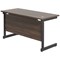 Jemini 1400mm Slim Rectangular Desk, Black Single Upright Cantilever Legs, Walnut