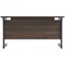 Jemini 1400mm Slim Rectangular Desk, Black Single Upright Cantilever Legs, Walnut