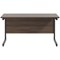 Jemini 1400mm Slim Rectangular Desk, Black Single Upright Cantilever Legs, Walnut