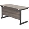 Jemini 1400mm Slim Rectangular Desk, Black Single Upright Cantilever Legs, Grey Oak