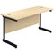 Jemini 1400mm Slim Rectangular Desk, Black Single Upright Cantilever Legs, Maple