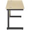 Jemini 1400mm Slim Rectangular Desk, Black Single Upright Cantilever Legs, Maple