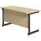 Jemini 1400mm Slim Rectangular Desk, Black Single Upright Cantilever Legs, Maple