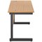 Jemini 1400mm Slim Rectangular Desk, Black Single Upright Cantilever Legs, Oak