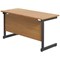 Jemini 1400mm Slim Rectangular Desk, Black Single Upright Cantilever Legs, Oak